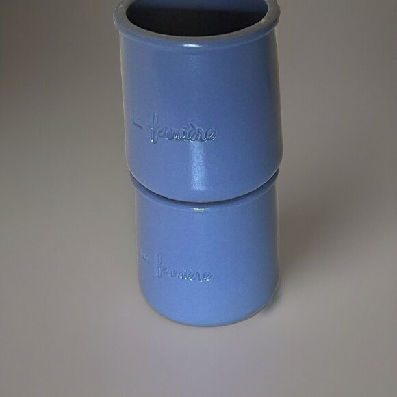 La Fermiere French Periwinkle Terra Cotta Glazed Yogurt Plant Pot Planter Clay - Picture 12 of 12